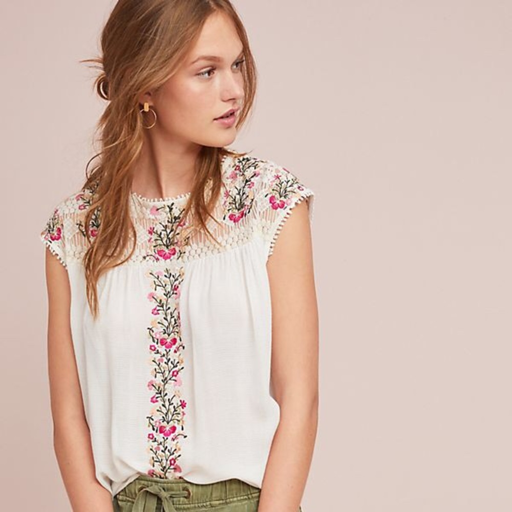 Anthropologie Eloise Embroidered Top, NWT, Small